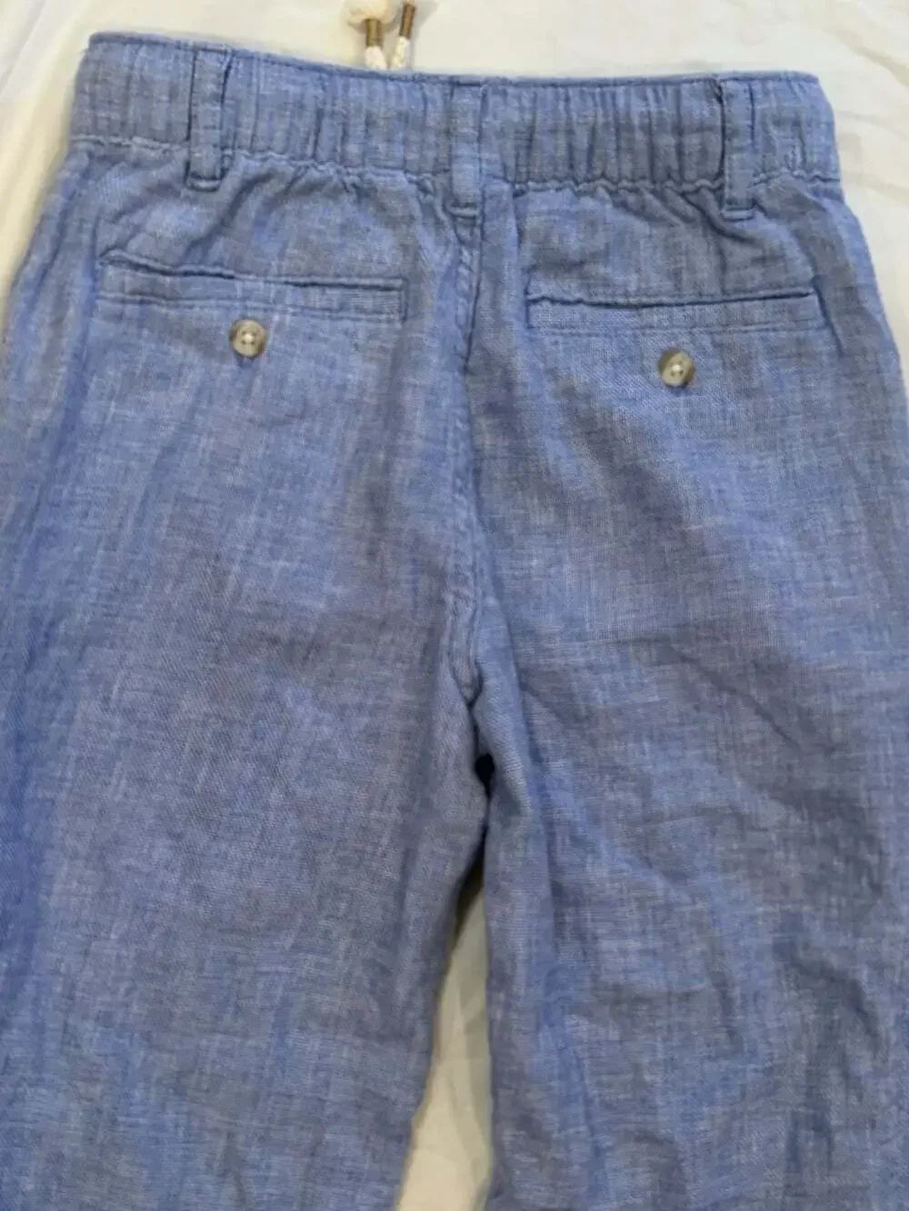Gymboree Pants Boys Size S Blue Linen Blend Elastic Waist Draw String